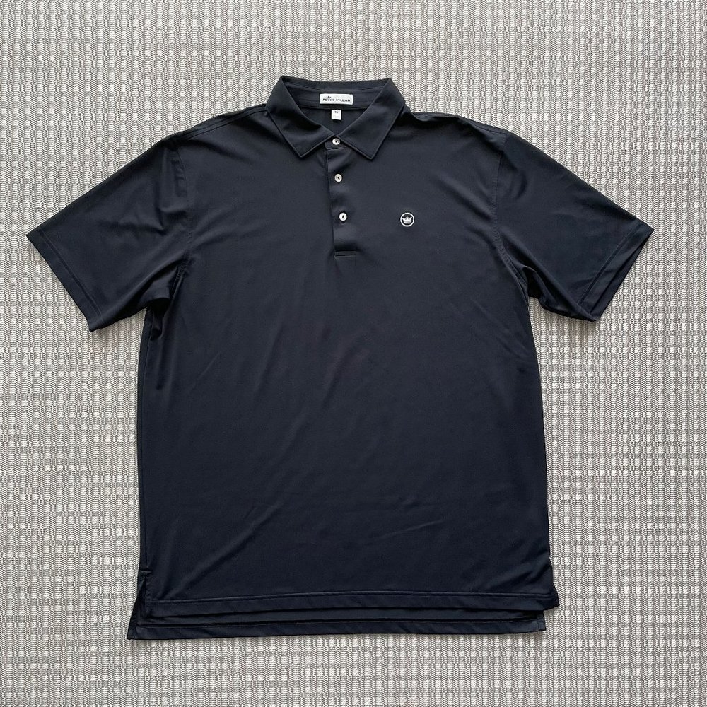 Peter Millar Solid Stretch Mesh Polo - Black - Size XL